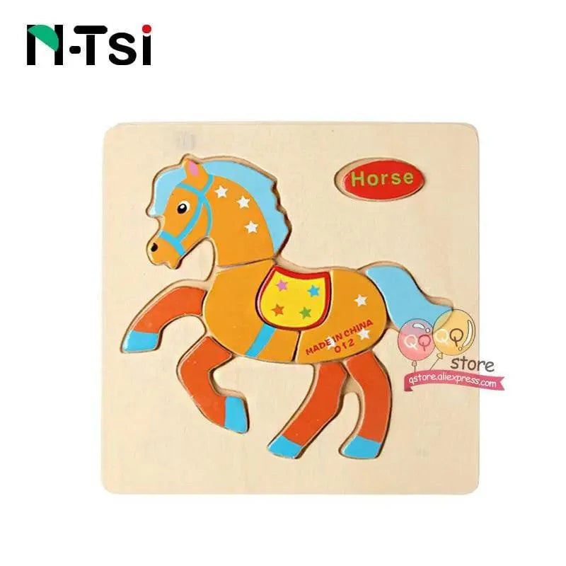 Baby Wooden Puzzle Toys for Toddlers Developing Educational Kids Toys For Children Game Cartoon Animal Gift 3 Years - SJB-DIAMOND ELITES