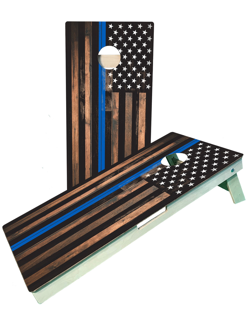 Blue Line Flag Police Cornhole Boards - SJB-DIAMOND ELITES