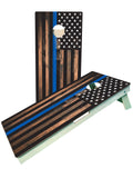 Blue Line Flag Police Cornhole Boards - SJB-DIAMOND ELITES