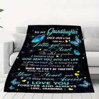 1pc Soft Flannel Butterfly Pattern Envelope Printed Blanket, To My Granddaughter From Grandma Throw Blanket for Couch Bed Sofa Office Car Camping, One For All Seasons