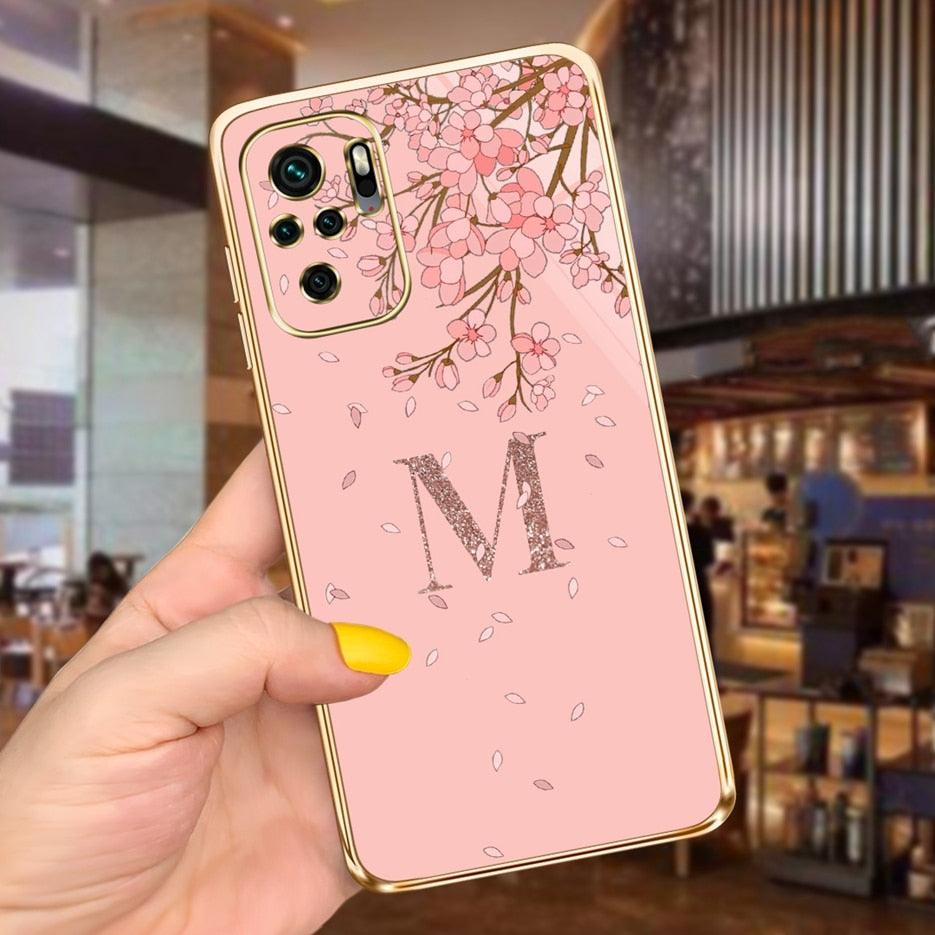 Back Shockproof Armor A-Z Letter Case For Xiaomi Redmi Note 10 Case Redmi Note 11S New 26 Letters Soft Slim Plating Phone Case For Xiaomi Redmi Note 10 Pro Max Bumper Stevvex