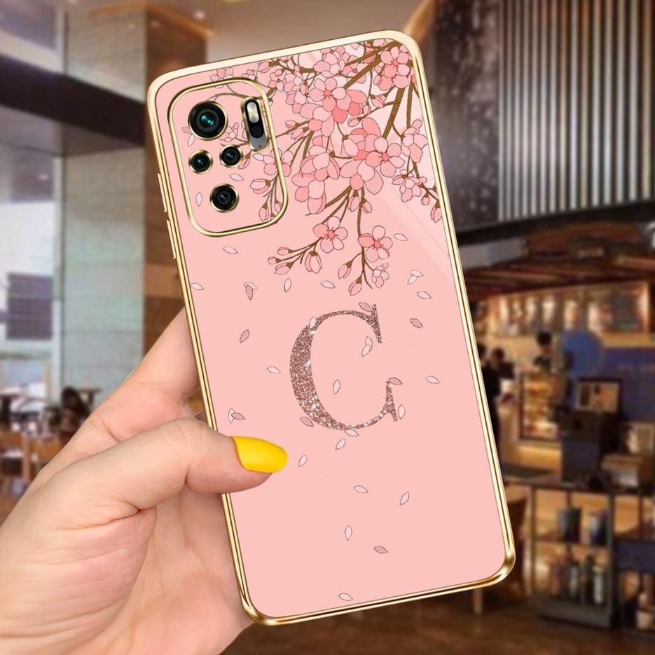Back Shockproof Armor A-Z Letter Case For Xiaomi Redmi Note 10 Case Redmi Note 11S New 26 Letters Soft Slim Plating Phone Case For Xiaomi Redmi Note 10 Pro Max Bumper Stevvex