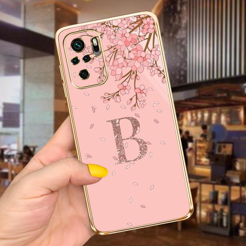 Back Shockproof Armor A-Z Letter Case For Xiaomi Redmi Note 10 Case Redmi Note 11S New 26 Letters Soft Slim Plating Phone Case For Xiaomi Redmi Note 10 Pro Max Bumper Stevvex