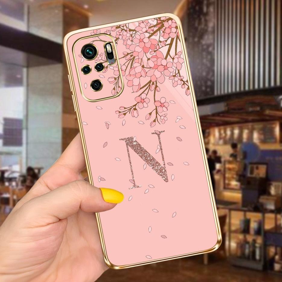Back Shockproof Armor A-Z Letter Case For Xiaomi Redmi Note 10 Case Redmi Note 11S New 26 Letters Soft Slim Plating Phone Case For Xiaomi Redmi Note 10 Pro Max Bumper Stevvex