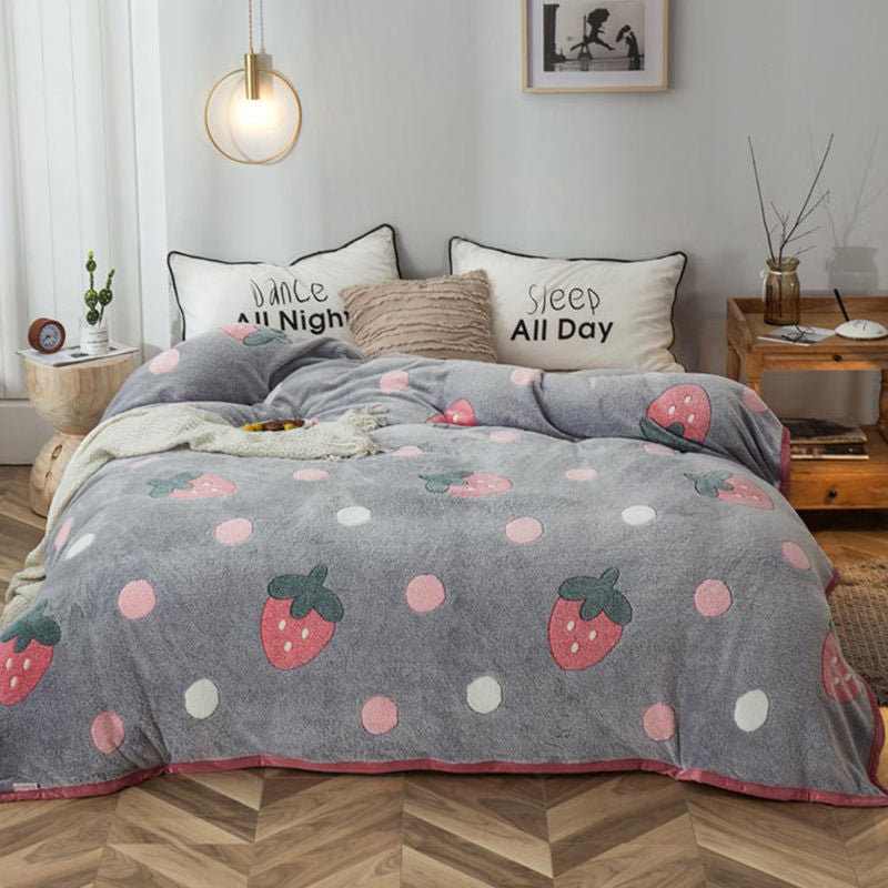 Plush Thick Snowflake Duvet Cover Single Piece Flannel Pi-Mart