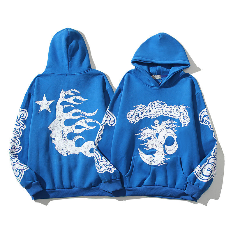 Letter Print Hooded Sweatshirt Men's Loose Long Sleeve Top Pi-Mart
