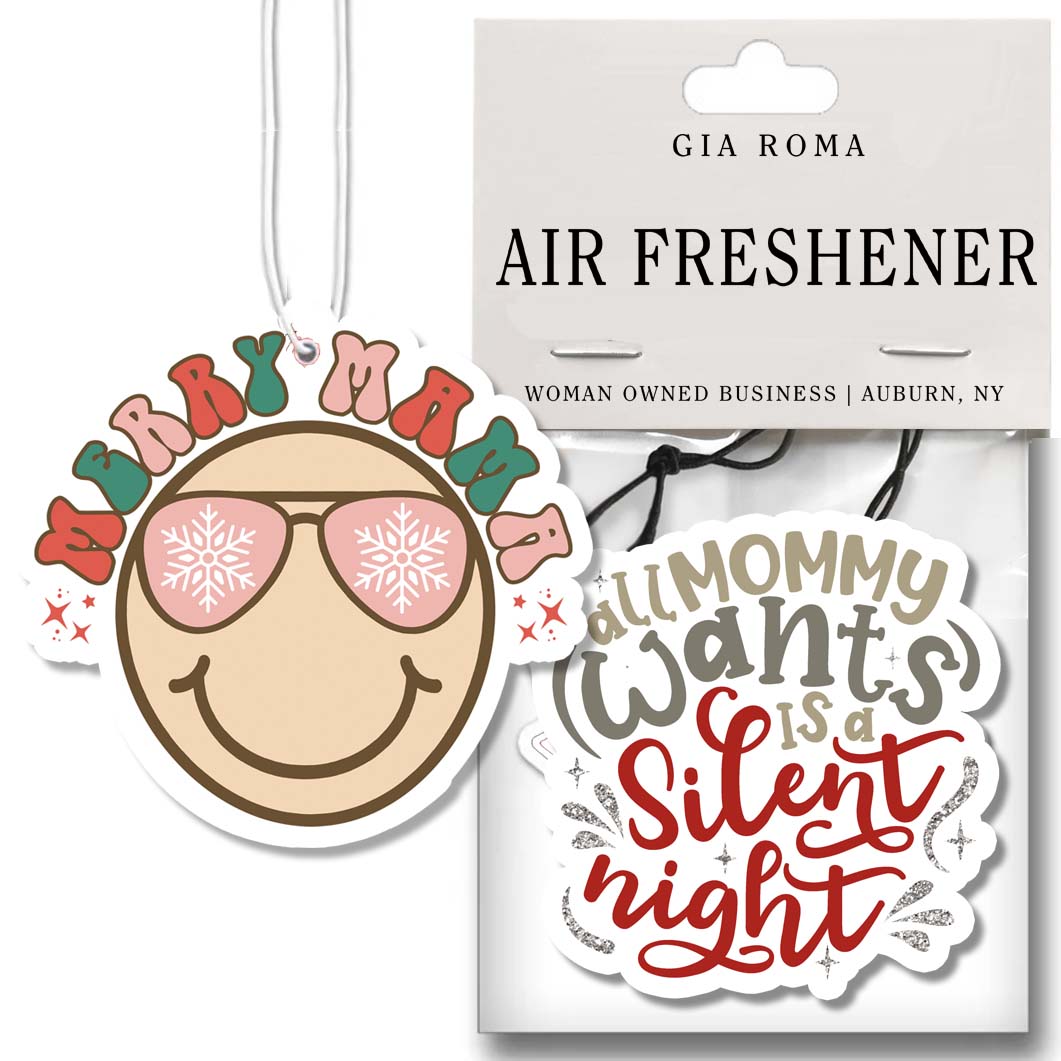 Silent Night Hanging Air Freshener Holiday Scented Car Home Ornament Pine Winter Spice BandsCo Straps