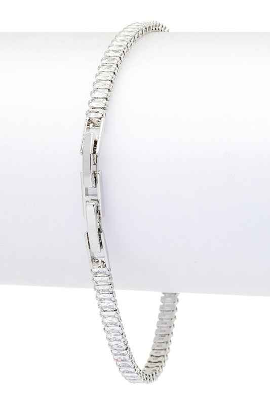Baguette CZ Tennis Bracelet Dainty Classic Bridal Gift