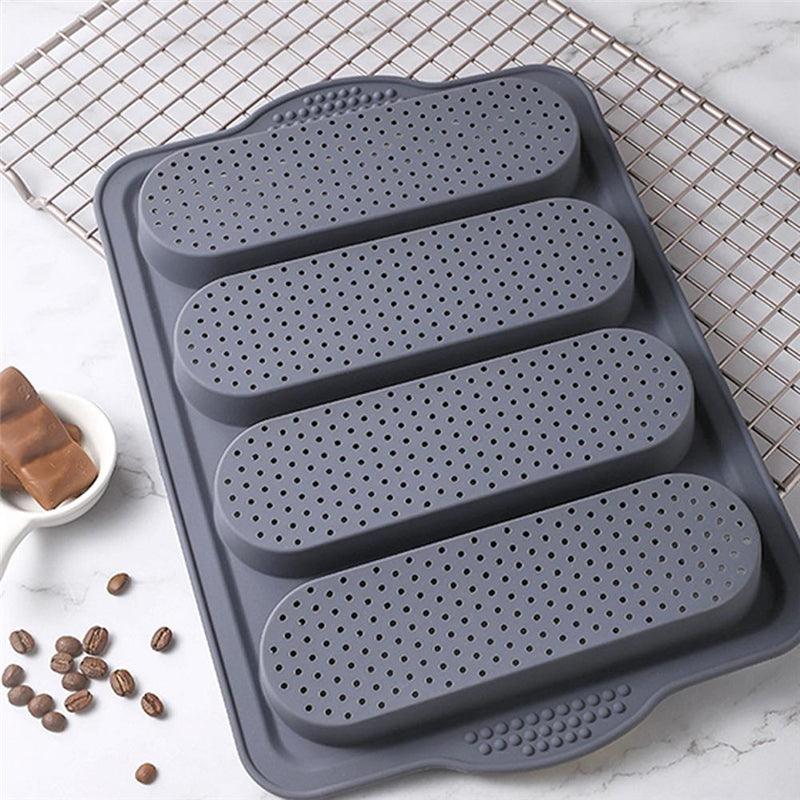 Baking Mold Food Grade 4 Grids Baguettes Silicone Mould Tray Anti-scalding Non-stick Bread Cake Molds Kitchen Tool Accessories Mold For Bread Baking  Loaves Bake Mold Loaf Muffin Pan Kitchen Baking Tools Stevvex