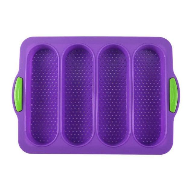 Baking Mold Food Grade 4 Grids Baguettes Silicone Mould Tray Anti-scalding Non-stick Bread Cake Molds Kitchen Tool Accessories Mold For Bread Baking  Loaves Bake Mold Loaf Muffin Pan Kitchen Baking Tools Stevvex