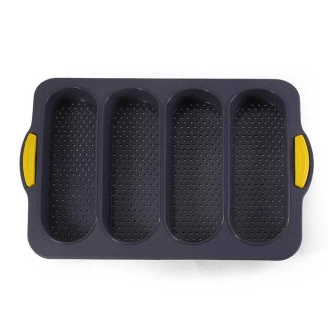 Baking Mold Food Grade 4 Grids Baguettes Silicone Mould Tray Anti-scalding Non-stick Bread Cake Molds Kitchen Tool Accessories Mold For Bread Baking  Loaves Bake Mold Loaf Muffin Pan Kitchen Baking Tools Stevvex