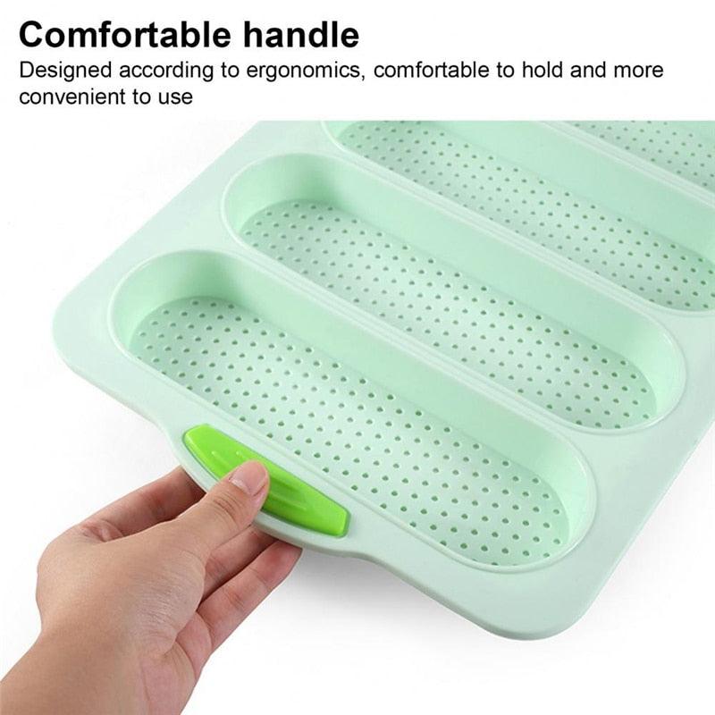 Baking Mold Food Grade 4 Grids Baguettes Silicone Mould Tray Anti-scalding Non-stick Bread Cake Molds Kitchen Tool Accessories Mold For Bread Baking  Loaves Bake Mold Loaf Muffin Pan Kitchen Baking Tools Stevvex