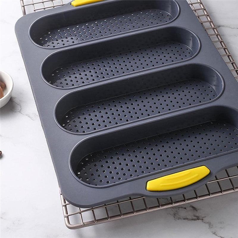 Baking Mold Food Grade 4 Grids Baguettes Silicone Mould Tray Anti-scalding Non-stick Bread Cake Molds Kitchen Tool Accessories Mold For Bread Baking  Loaves Bake Mold Loaf Muffin Pan Kitchen Baking Tools Stevvex