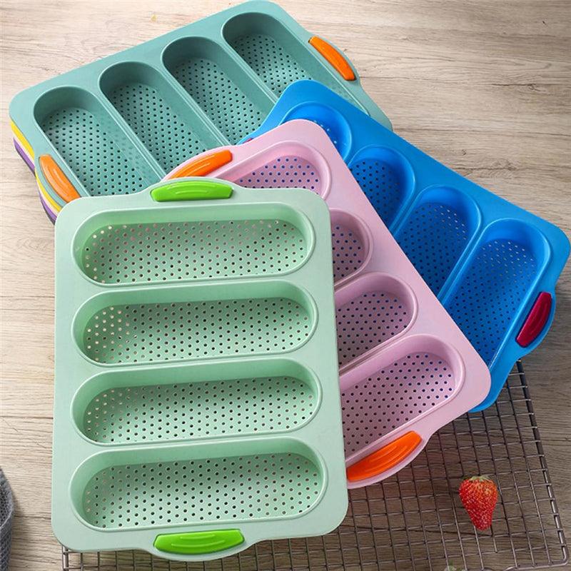 Baking Mold Food Grade 4 Grids Baguettes Silicone Mould Tray Anti-scalding Non-stick Bread Cake Molds Kitchen Tool Accessories Mold For Bread Baking  Loaves Bake Mold Loaf Muffin Pan Kitchen Baking Tools Stevvex