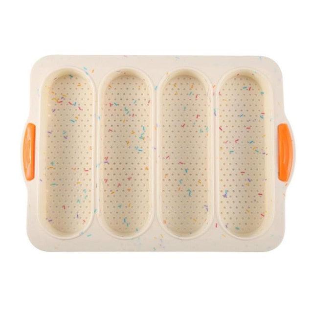 Baking Mold Food Grade 4 Grids Baguettes Silicone Mould Tray Anti-scalding Non-stick Bread Cake Molds Kitchen Tool Accessories Mold For Bread Baking  Loaves Bake Mold Loaf Muffin Pan Kitchen Baking Tools Stevvex