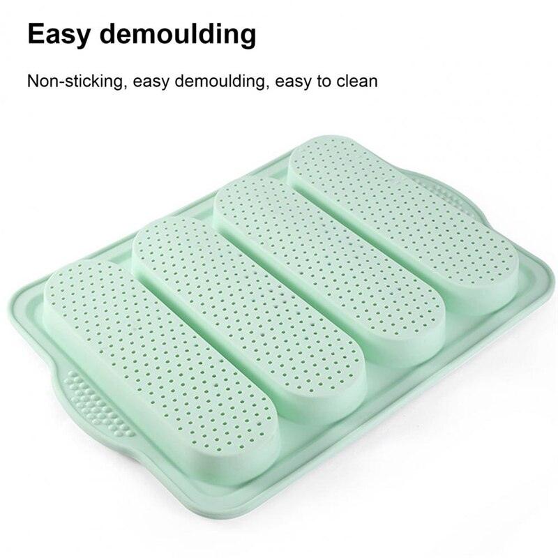 Baking Mold Food Grade 4 Grids Baguettes Silicone Mould Tray Anti-scalding Non-stick Bread Cake Molds Kitchen Tool Accessories Mold For Bread Baking  Loaves Bake Mold Loaf Muffin Pan Kitchen Baking Tools Stevvex