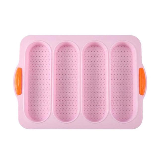 Baking Mold Food Grade 4 Grids Baguettes Silicone Mould Tray Anti-scalding Non-stick Bread Cake Molds Kitchen Tool Accessories Mold For Bread Baking  Loaves Bake Mold Loaf Muffin Pan Kitchen Baking Tools Stevvex
