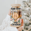 Balls Deep 17oz Christmas Mug Funny Holiday Cup With Ornament Design Humorous Seasonal Drinkware BandsCo Straps