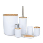 Bamboo Bathroom Accessories Set Plastic Bathroom Kit Soap Dispenser Toothbrush Cup Soap Dish Toilet Brush Holder Trash Can Bathroom Accessories Toothbrush Holder Toothbrush Cup Soap Dispenser Soap Dish Toilet Brush Holder Trash Can For Home Apartment Stevvex