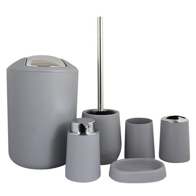 Bamboo Bathroom Accessories Set Plastic Bathroom Kit Soap Dispenser Toothbrush Cup Soap Dish Toilet Brush Holder Trash Can Bathroom Accessories Toothbrush Holder Toothbrush Cup Soap Dispenser Soap Dish Toilet Brush Holder Trash Can For Home Apartment Stevvex
