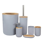 Bamboo Bathroom Accessories Set Plastic Bathroom Kit Soap Dispenser Toothbrush Cup Soap Dish Toilet Brush Holder Trash Can Bathroom Accessories Toothbrush Holder Toothbrush Cup Soap Dispenser Soap Dish Toilet Brush Holder Trash Can For Home Apartment Stevvex