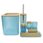 Bamboo Bathroom Accessories Set Plastic Bathroom Kit Soap Dispenser Toothbrush Cup Soap Dish Toilet Brush Holder Trash Can Bathroom Accessories Toothbrush Holder Toothbrush Cup Soap Dispenser Soap Dish Toilet Brush Holder Trash Can For Home Apartment Stevvex