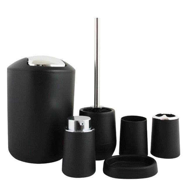 Bamboo Bathroom Accessories Set Plastic Bathroom Kit Soap Dispenser Toothbrush Cup Soap Dish Toilet Brush Holder Trash Can Bathroom Accessories Toothbrush Holder Toothbrush Cup Soap Dispenser Soap Dish Toilet Brush Holder Trash Can For Home Apartment Stevvex