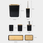 Bamboo Bathroom Accessories Set Plastic Bathroom Kit Soap Dispenser Toothbrush Cup Soap Dish Toilet Brush Holder Trash Can Bathroom Accessories Toothbrush Holder Toothbrush Cup Soap Dispenser Soap Dish Toilet Brush Holder Trash Can For Home Apartment Stevvex