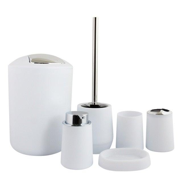 Bamboo Bathroom Accessories Set Plastic Bathroom Kit Soap Dispenser Toothbrush Cup Soap Dish Toilet Brush Holder Trash Can Bathroom Accessories Toothbrush Holder Toothbrush Cup Soap Dispenser Soap Dish Toilet Brush Holder Trash Can For Home Apartment Stevvex