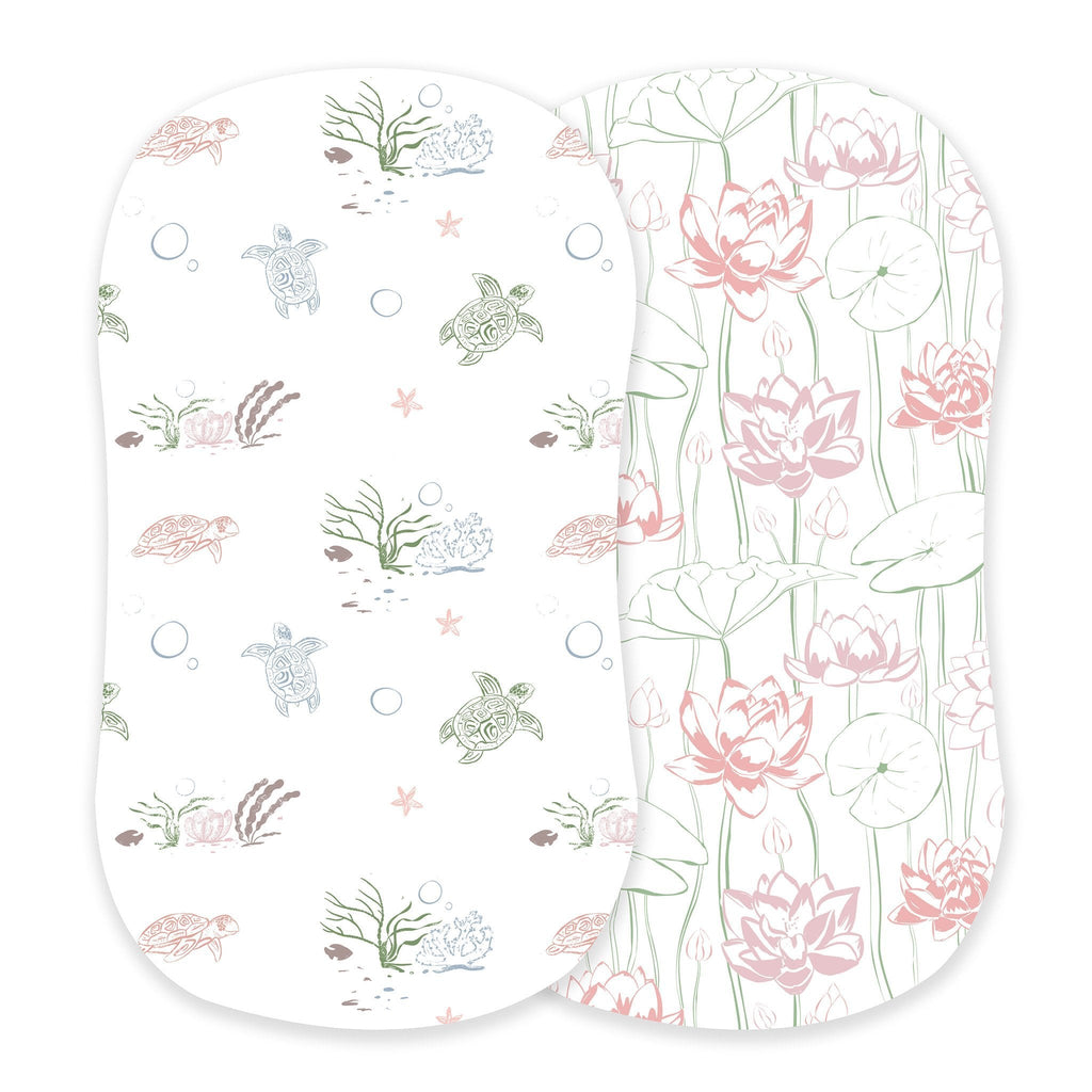 Bamboo Changing Pad Cover Bassinet Sheet Turtles Water Lily BandsCo Straps