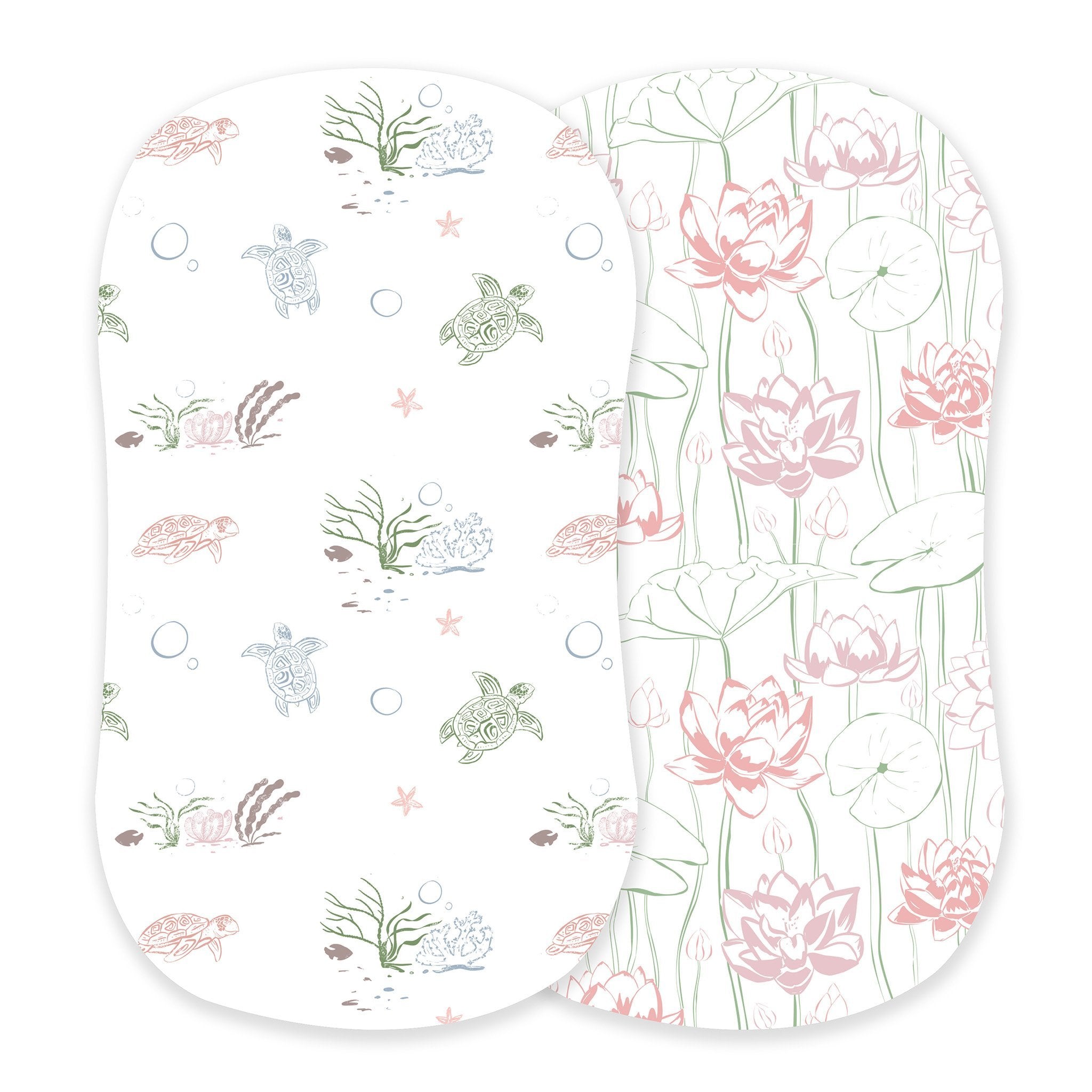 Bamboo Changing Pad Cover Bassinet Sheet Turtles Water Lily BandsCo Straps