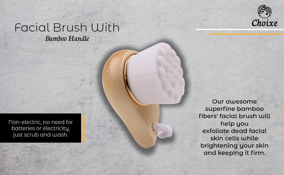 Bamboo Facial Exfoliating Brush Soft Superfine Fibers Pore Cleansing Brighten BandsCo Straps