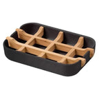 Bamboo Fiber Shower Soap Holder Draining Box Kitchen Storage Rack Bathroom Soap Case Supplies Portable Bar Soap Box Container Bamboo Self-Draining Soap Box And Soap Saver Pouch Soap Holder for Shower Bathroom Kitchen Bathtub Bar Sink White and Black Stevvex