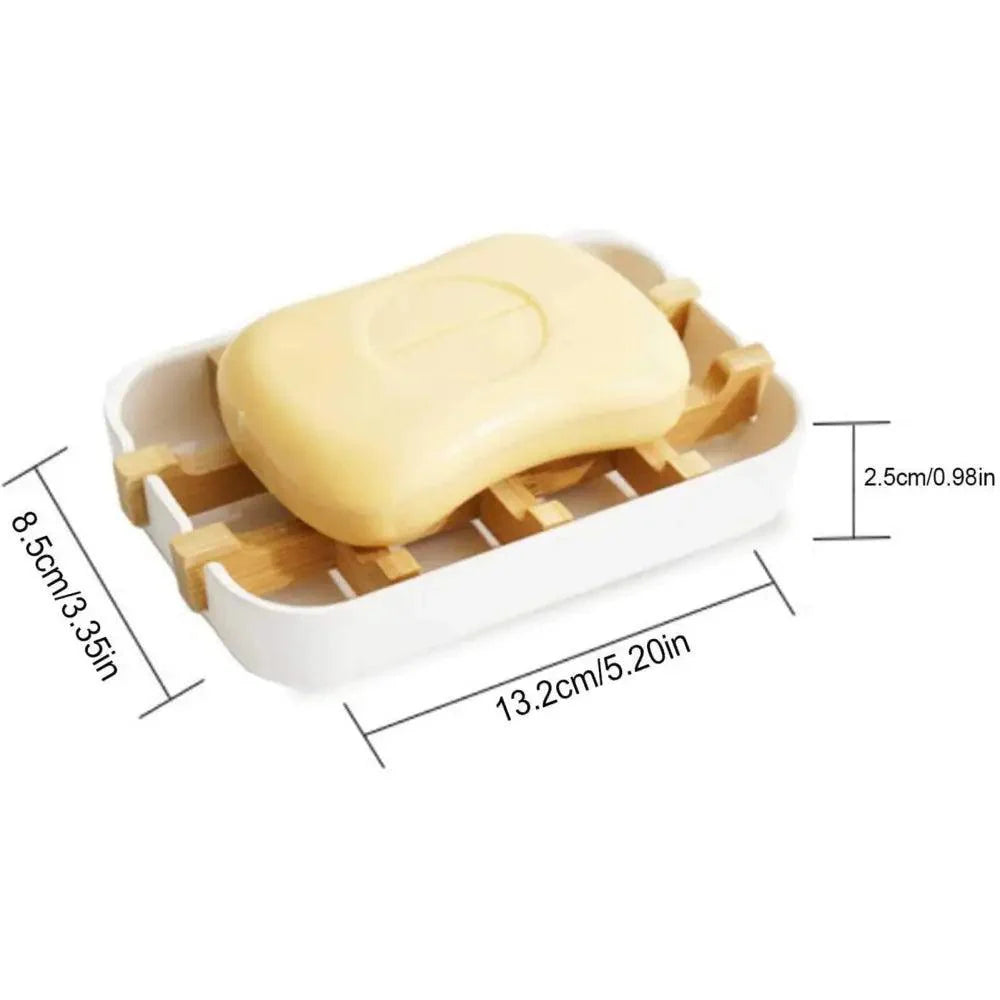 Bamboo Fiber Shower Soap Holder Draining Box Kitchen Storage Rack Bathroom Soap Case Supplies Portable Bar Soap Box Container Bamboo Self-Draining Soap Box And Soap Saver Pouch Soap Holder for Shower Bathroom Kitchen Bathtub Bar Sink White and Black Stevvex