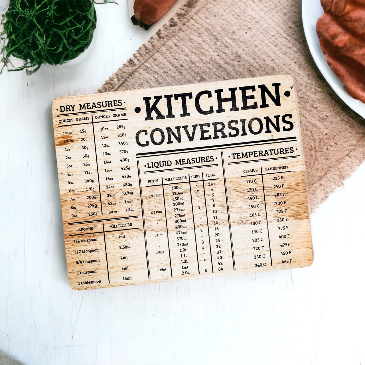 Bamboo Kitchen Conversion Board 12.75x10 Inch Measurement Countertop Decor Gift