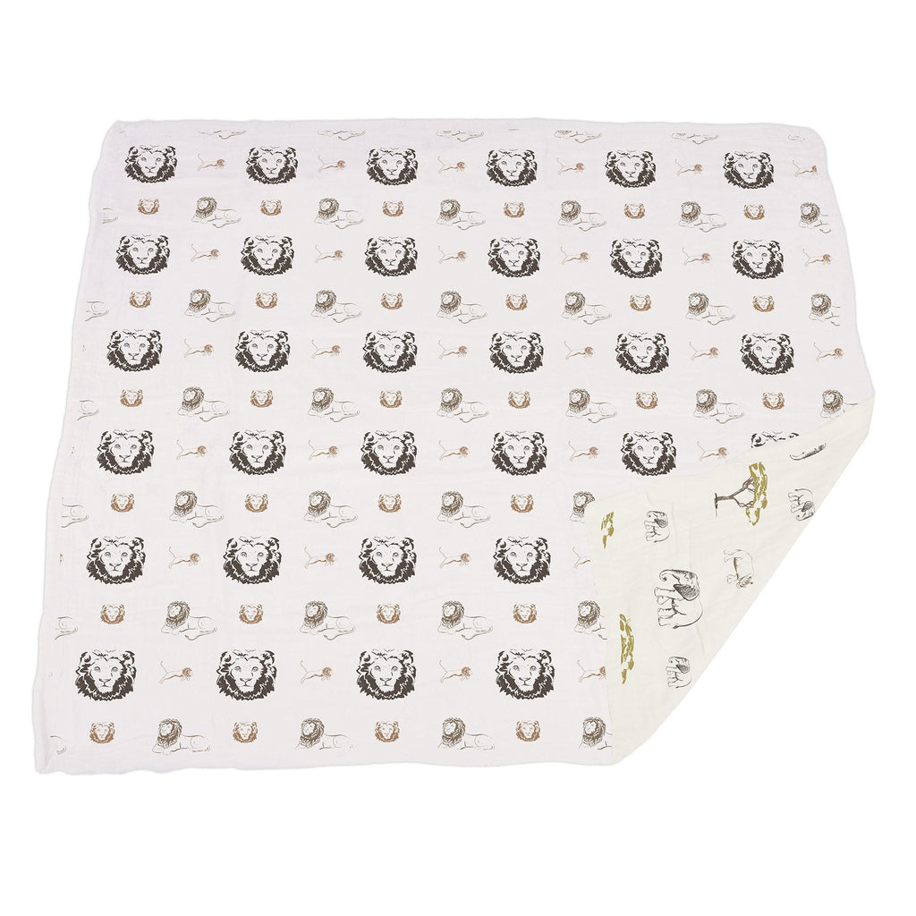 Bamboo Muslin Baby Blanket Lion Rhino Elephant Swaddle