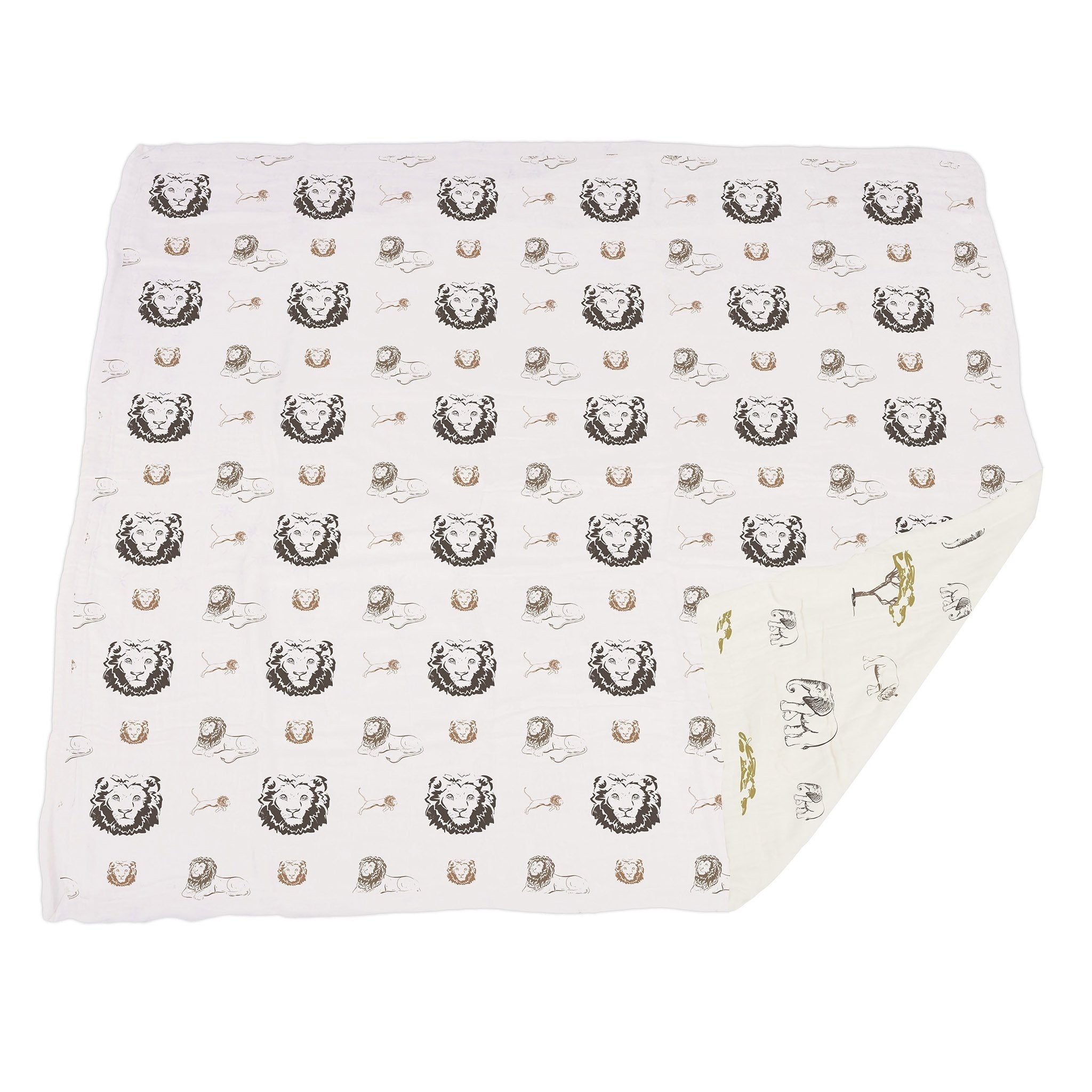 Bamboo Muslin Baby Blanket Lion Rhino Elephant Swaddle