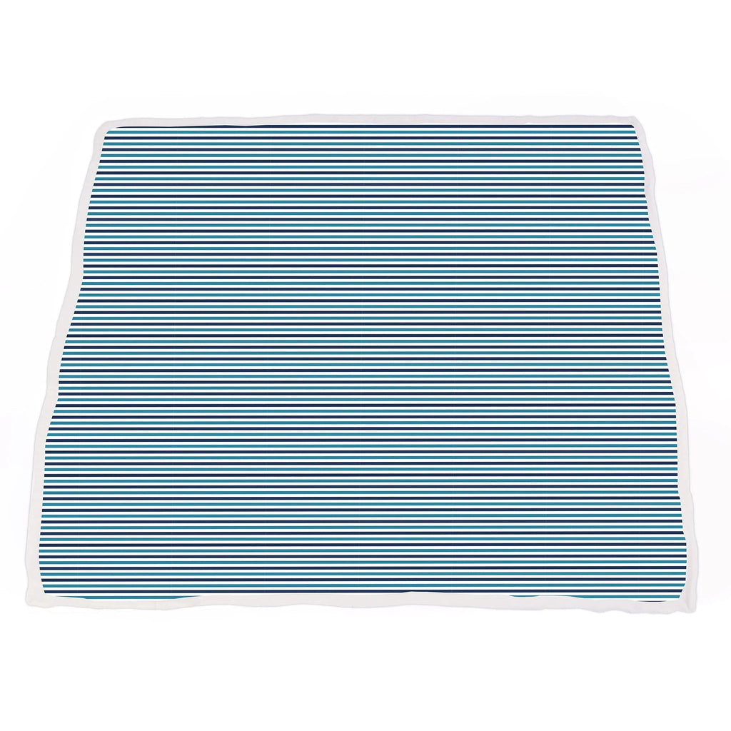 Bamboo Muslin Baby Blanket Vintage Train Blue Stripes