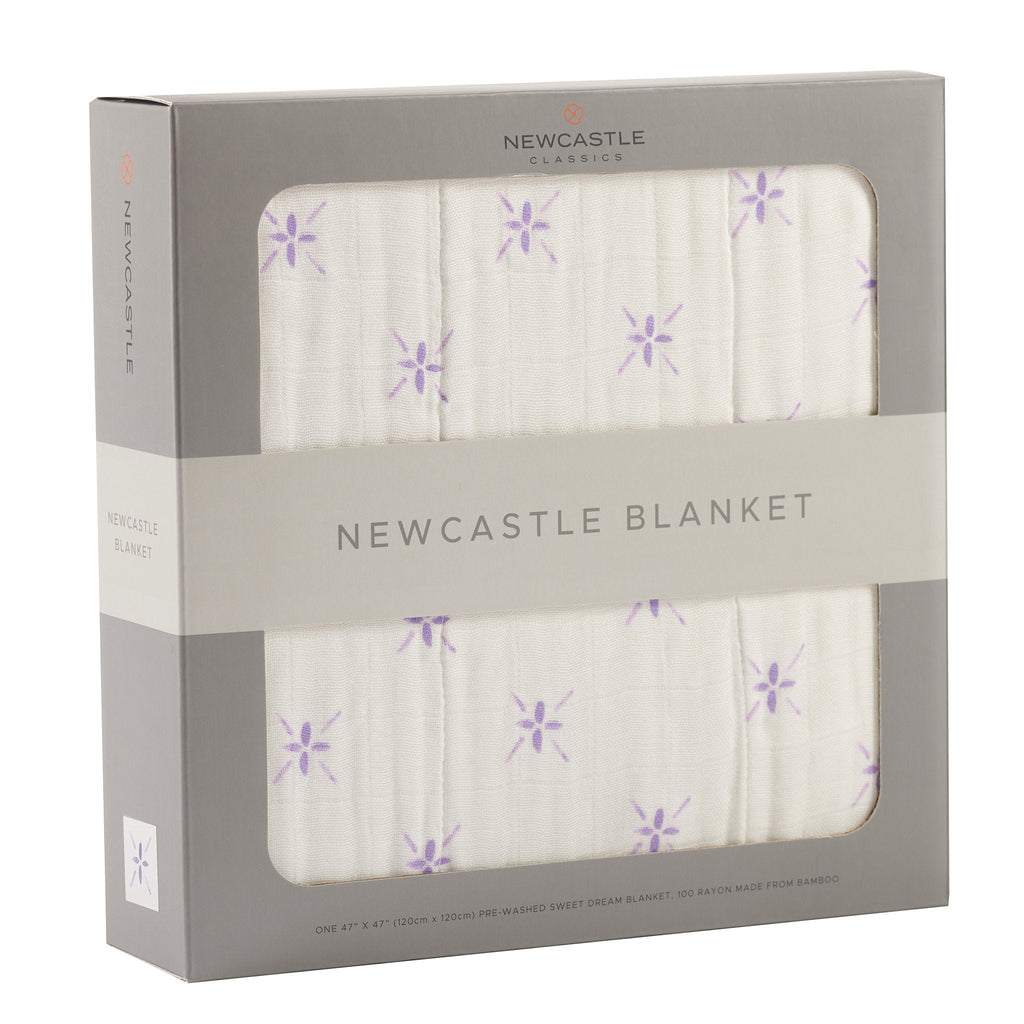 Bamboo Muslin Baby Blanket Watercolor Star 47x47 White