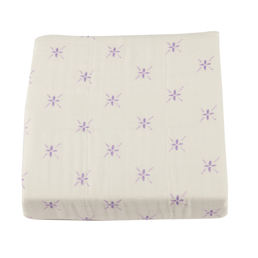 Bamboo Muslin Baby Blanket Watercolor Star 47x47 White