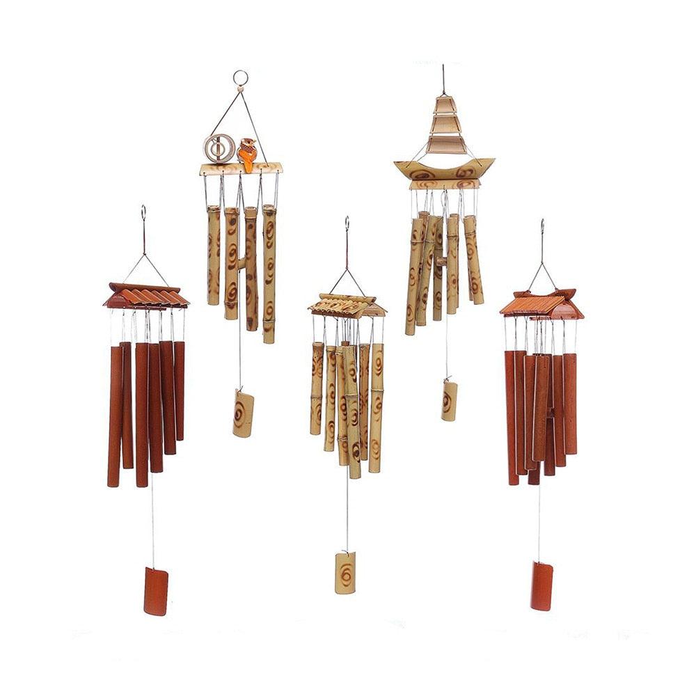 Bamboo Wind Chimes Pendant Balcony Outdoor Yard Garden Home Handmade Craft Wind Chimes With Rotating Hook Outdoor Decor Wind Chimes for Garden Patio Yard Home Antique Tubes Bell Handmade Wind Chime Wall Hanging Crafts Gift Stevvex