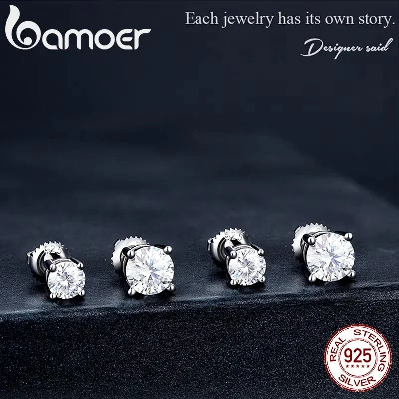 Moissanite Stud Earrings 0.5-1ct Screw Back D VVS1 Lab Created White Gold BandsCo Straps