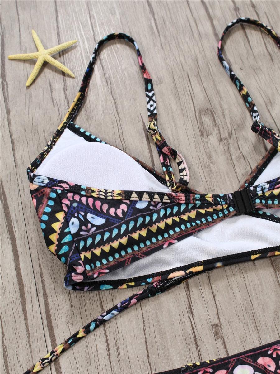 Bandage Bikini String Strappy Swim Wear Bathing Suit Swimsuit Beachwear Swimwear Women Bikini Women's Halter Bandage Bikini Strappy Bottom Two Piece Swimsuits Stevvex