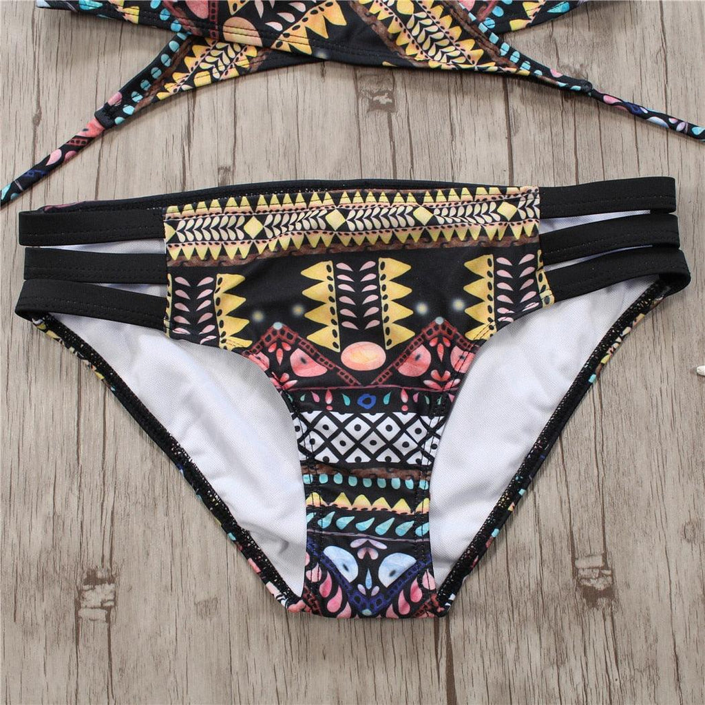 Bandage Bikini String Strappy Swim Wear Bathing Suit Swimsuit Beachwear Swimwear Women Bikini Women's Halter Bandage Bikini Strappy Bottom Two Piece Swimsuits Stevvex