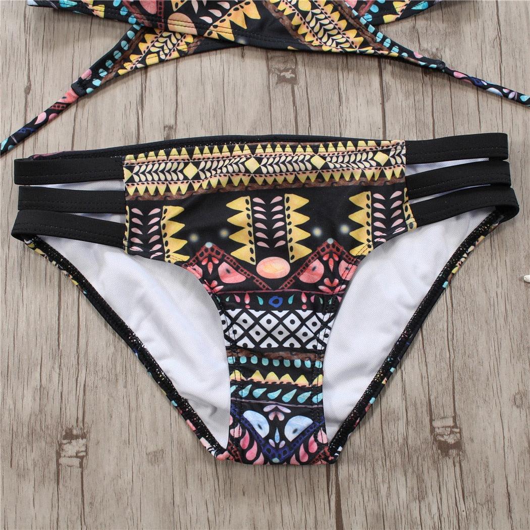 Bandage Bikini String Strappy Swim Wear Bathing Suit Swimsuit Beachwear Swimwear Women Bikini Women's Halter Bandage Bikini Strappy Bottom Two Piece Swimsuits Stevvex