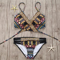 Bandage Bikini String Strappy Swim Wear Bathing Suit Swimsuit Beachwear Swimwear Women Bikini Women's Halter Bandage Bikini Strappy Bottom Two Piece Swimsuits Stevvex