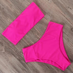 Bandage Bikini Swimwear Women Swimsuit High Waist Bikini Set Bathing Suit Push Up Women's Spaghetti Strap Bandeau Lace Up High Waist 2PCS Bikini Set