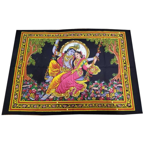 Krishna Wall Art Black Handpainted Cloth Banner Sequin BandsCo Straps