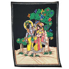 Krishna Wall Art Black Handpainted Cloth Banner Sequin BandsCo Straps