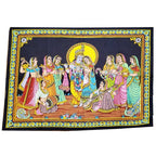 Krishna Wall Art Black Handpainted Cloth Banner Sequin BandsCo Straps